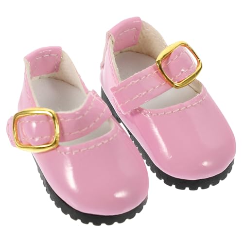 SOPOTUTU Bjd Puppenschuhe aus PU Leder Rosa Puppen Dekoschuhe für Baumwollpuppen Zierliche Accessoires zum Ankleiden und Puppenkleidung von SOPOTUTU