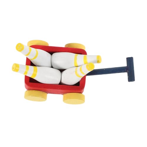 SOPOTUTU Miniatur-bowlingwagen Aus Holz Puppenhaus-zubehörset Im Maßstab 112 Für Jungen Und Mädchen Mini-Bowling-pin-Set Für Puppenhäuser Miniatur-sportmodelle von SOPOTUTU