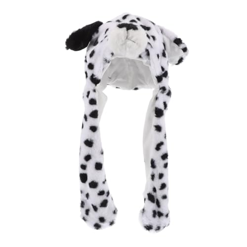 SOPOTUTU Dalmatiner Mütze mit Beweglichen Lustiger Plüschhut für Erwachsene für Halloween Weihnachten Cosplay und Fotorequisite von SOPOTUTU