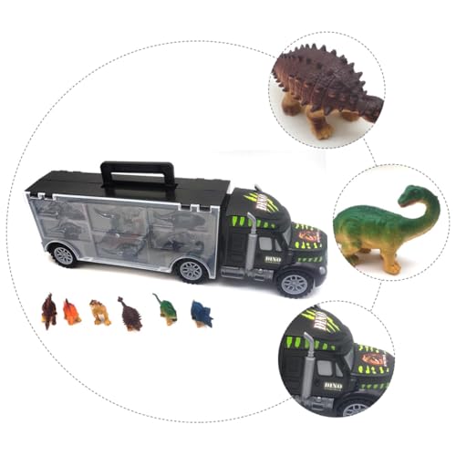 SOPOTUTU Dinosaurier LKW mit Miniatur Dinosauriern Langlebiger Dinosaurier Transportanhänger Fantasievolles Spielset für Sicher und Realistisch und Geburtstagsgeschenke von SOPOTUTU