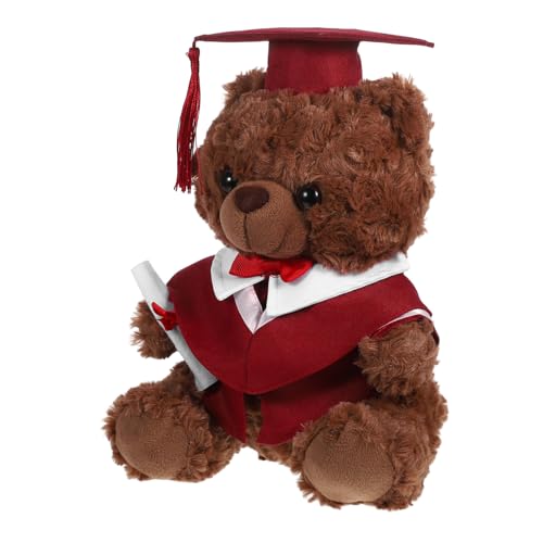 SOPOTUTU Doktoranzug Bär Puppe Mini Abschluss Plüschbär Bachelor Bär Abschluss Bär Puppe Weicher Doktor Bär Abschluss Plüsch Plüschbär Abschluss Rote Pp Baumwolle von SOPOTUTU