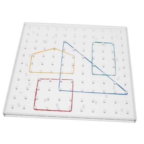 SOPOTUTU Doppelseitiges Geoboard Transparent mit Farbigen Gummibändern Kreatives Mathematik Lernspielzeug für Grundschüler Fördert Geometrisches Denken und Spielerisches Matheverständnis von SOPOTUTU