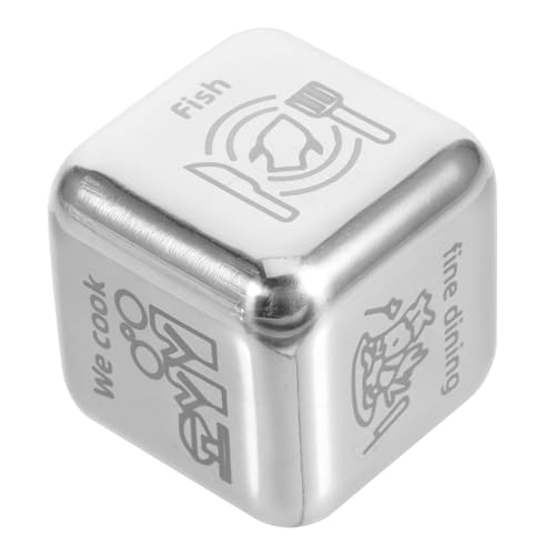 SOPOTUTU Edelstahl Food Decision Dice Essenswürfel Essensentscheidung Würfel für Dinner Spaß Essensauswahl Würfel für Freunde Spielerisch Mahlzeiten Wählen von SOPOTUTU