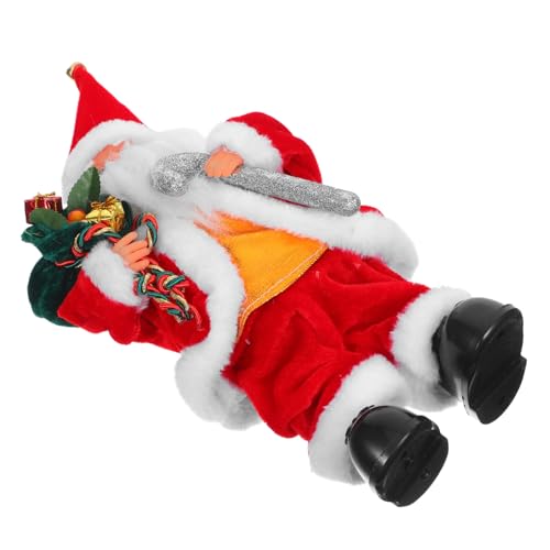 SOPOTUTU Elektrischer Kleiner Weihnachtsmann mit Musikfunktion Bewegliche Arme Sicherer Weihnachtsmann Festliche Partydeko und zur Weihnachtsfeier von SOPOTUTU