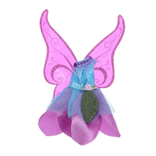 SOPOTUTU Elfenpuppenkleidung geburtstagskleid Puppenfeenkleid Puppe Schmetterlingsflügel Fairy Kostüm Puppe Feenflügel Feenkleider für Mädchen Elmo Kleinkindkostüm Flügel Kostüm Stoff von SOPOTUTU