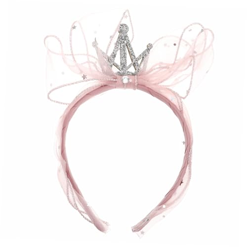 SOPOTUTU Haarschmuck Krone Stirnband mit Großem Schleifenbogen Hautfreundlich und Elastisch für Geburtstagsfeiern Fotoshootings und Festliche Anlässe für Mädchen Geeignet von SOPOTUTU