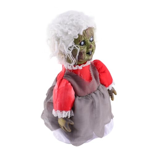 SOPOTUTU Halloween Gruselige Sprachaktivierte Induktionspuppe mit Leuchtenden Augen und Automatischem Gehen Bewegungssensitive Horror Deko für Drinnen und Draußen Requisite für Party und von SOPOTUTU