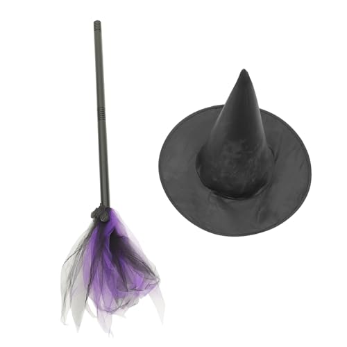 SOPOTUTU Halloween Hexenhut und Besen Teiliges Cosplay Zubehör mit Abnehmbarem Fledermaus Besen Stilvoller Hexenhut für Halloween Partys Kostüme Bühnenauftritte und Karneval SOPOTUTU Halloween Hexenhut und Besen Teiliges Cosplay Zubehör mit Abnehmbarem Fledermaus Besen Stilvoller Hexenhut für Halloween Partys Kostüme Bühnenauftritte und Karneval von SOPOTUTU