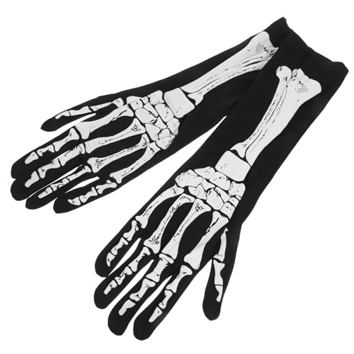 SOPOTUTU Halloween Skelett Handschuhe Strapazierfähige Bequeme Party Handschuhe mit Gruseligem Knochenmuster Atmungsaktiv und Leicht Geeignet für Halloween Kostüm und Cosplay von SOPOTUTU