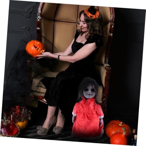 SOPOTUTU Halloween Sprachaktivierte Gruselige Laufende Puppe mit Leuchtenden Augen für Haunted House Dekoration ohne Batterie Horror Requisite für Party und Szene von SOPOTUTU