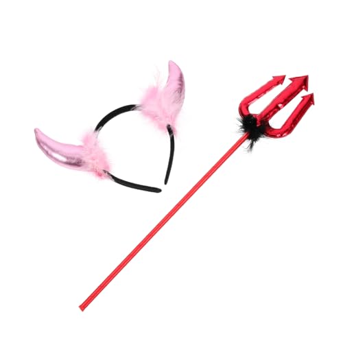 SOPOTUTU Halloween Teufelshörner Haarreif für Damen Teiliges Cosplay Stirnband mit Goldfarbenen Hörnern Bequemes Kopfschmuck Accessoire für Kostümpartys und Fasching von SOPOTUTU