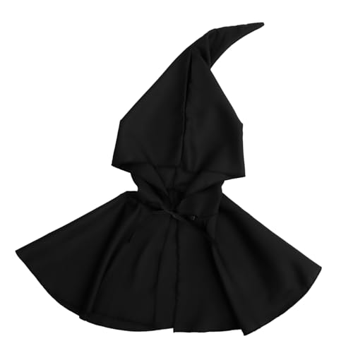 SOPOTUTU Halloween Umhang mit Kapuze Unisex Lang Cosplay Cape für Halloween Party Verkleidung Outdoor Deko Stilvoll und Praktisch Mittelgroß Schwarz von SOPOTUTU