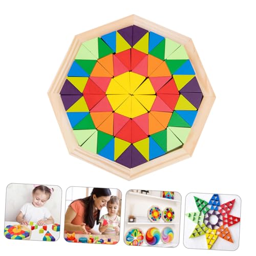 SOPOTUTU Holz Bausteine Lernspielzeug Bunte Regenbogen Puzzles Fördert Farb und Formverständnis Motorik Kreativität Eltern Junge Mädchen Ab Jahren von SOPOTUTU