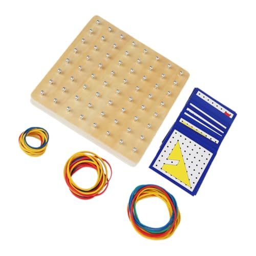 SOPOTUTU Holz Geoboard Lernspielzeug für Kreatives Nagelbrett mit Gummibändern Geometrisches Steckspielzeug zur Frühen von Vorstellungskraft und Matheverständnis für Vorschule von SOPOTUTU