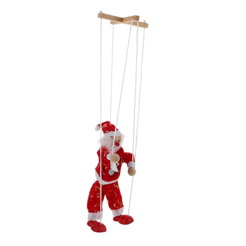 SOPOTUTU Holz Marionette Weihnachtsmann Pull String Interaktive Stoffpuppe aus Natürlichem Holz für Kreative Weihnachtsdeko Kinderfreundlich Langlebig Fördert Fingerfertigkeit und Eltern von SOPOTUTU