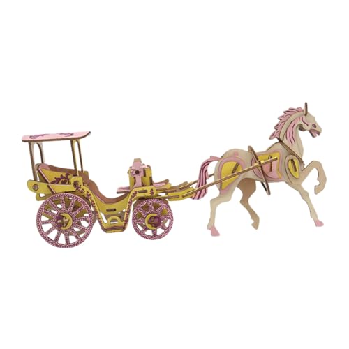 SOPOTUTU Holz Puzzle Kutsche Modellset Umweltfreundlich Sicher Vorgefertigt Kinderleicht Zusammenbauen DIY für Geburtstagsgeschenk Mom Carriage Puzzle Toy von SOPOTUTU