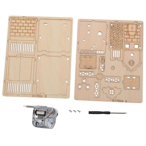 SOPOTUTU Holz Windmühle Puzzle DIY Bausatz mit Motor Musikbox für Kreatives Holzspielzeug zum Zusammenbauen und Fördern der Feinmotorik von SOPOTUTU