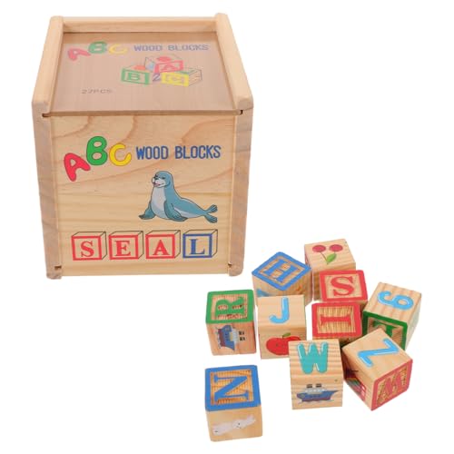 SOPOTUTU Holz-bausteine mit Buchstaben und Zahlen Montessori Lernspielzeug aus Naturholz Farbenfrohe Großbuchstaben und Zahlen für Kleinkinder Fördert Frühkindliche Entwicklung und von SOPOTUTU