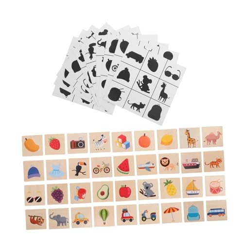 SOPOTUTU Holzpuzzle für Kleinkinder Lernspielzeug Tiererkennung und Feinmotorik mit Schattenzuordnung Vorschulkinder und Kreative Lernmomente von SOPOTUTU