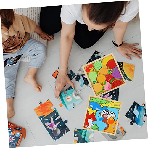 SOPOTUTU Holzpuzzle für Pädagogische Puzzles mit Farbenfrohen Tier und Obstmotiven Fördert Kognitive Fähigkeiten und Hand Auge Koordination für Kleinkinder von SOPOTUTU