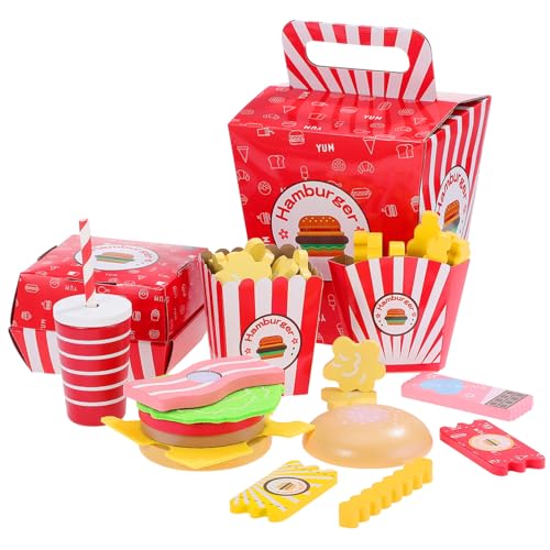 SOPOTUTU Holzspielzeug Kinderküche Set Simuliertes Fast Food Spielset mit Hamburger und Pommes Umweltfreundliches Glattes Küchenspielzeug für Rollenspiele und Eltern Junge Mädchen SOPOTUTU Holzspielzeug Kinderküche Set Simuliertes Fast Food Spielset mit Hamburger und Pommes Umweltfreundliches Glattes Küchenspielzeug für Rollenspiele und Eltern Junge Mädchen von SOPOTUTU
