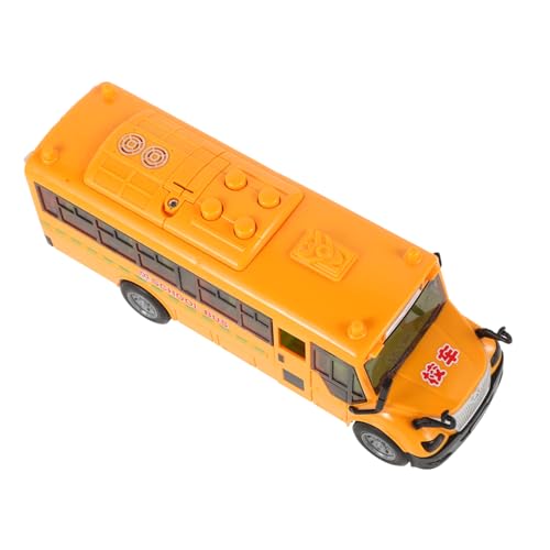 SOPOTUTU Home Auto Bus Mini Schulbus Schulbus Modell Bus Autoform Kleiner Schulbus Automodell Trägheitsauto Modell Autozubehör Schulbus Orange Abs von SOPOTUTU