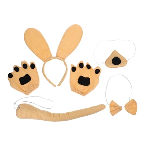 SOPOTUTU Hundekostüm Set Hellgelbes Cosplay Zubehör mit Hundestirnband und Fingerlosen Handschuhen für Party Fasching Halloween Rollenspiele SOPOTUTU Hundekostüm Set Hellgelbes Cosplay Zubehör mit Hundestirnband und Fingerlosen Handschuhen für Party Fasching Halloween Rollenspiele von SOPOTUTU