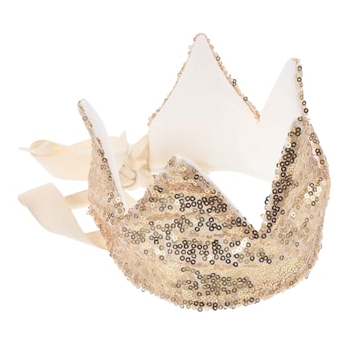 SOPOTUTU Kindergeburtstagskrone aus Goldfarbenen Pailletten Verstellbarer Partyhut für Jungen und Mädchen Dekorativer DIY Geburtstagskopfschmuck für Festliche Feiern und Fotosessions von SOPOTUTU