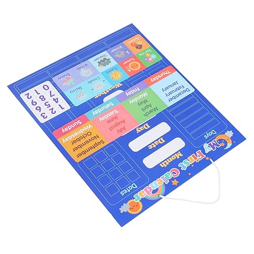 SOPOTUTU Kognitive Whiteboard Pädagogisches Vorschul Tageskalender Wetter Und Jahreszeitenkalender Ok Jungen Lernkalender Wetter Hey Kleinkinder Kalendertafel Gummimagnet Blau von SOPOTUTU