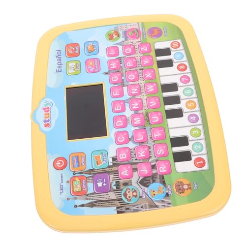 SOPOTUTU LED Tablet für Kleinkinder mit Interaktivem LED Bildschirm Zweisprachiges Spanisch englisch Lernspielzeug Kompakter Tragbarer Lerncomputer für Vorschulkinder Altersgerechtes von SOPOTUTU