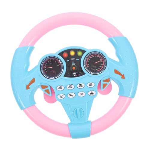 SOPOTUTU Lenkradspielzeug mit Musik Simulierter Sicher und Langlebig Interaktives Auto Kleinkinder Einfache Montage Lehrreich und Saugnapf-Basis Rosa von SOPOTUTU