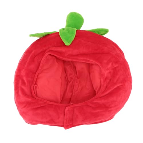 SOPOTUTU Lustige Tomaten Kopfbedeckung Fruchtform Partyhut Cosplay Kostüm Zubehör für Erwachsene Halloween Karneval Bühnenperformance von SOPOTUTU