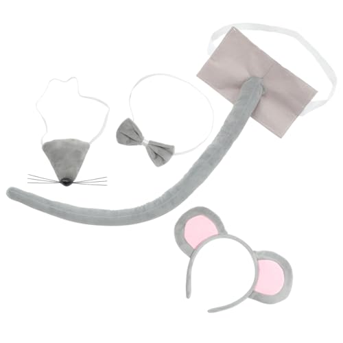 SOPOTUTU Mäuse Kostüm Set Teilig mit Stirnband Schleife Filzschwanz und Nasen Accessoire Komfortabel und für Cosplay Halloween Kostümpartys und Geburtstagsfeiern SOPOTUTU Mäuse Kostüm Set Teilig mit Stirnband Schleife Filzschwanz und Nasen Accessoire Komfortabel und für Cosplay Halloween Kostümpartys und Geburtstagsfeiern von SOPOTUTU