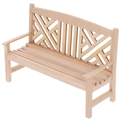 SOPOTUTU Maßstab Puppenhausmöbel Gartenbank Deko DIY Modell aus Holz für Puppenhaus und Miniatur Szenerien Handgefertigt Tragbar Detailreich von SOPOTUTU