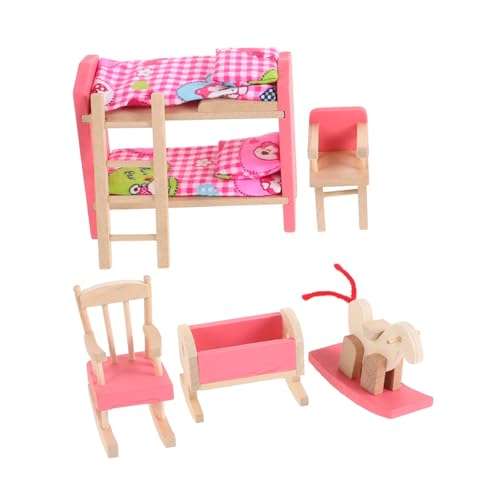 SOPOTUTU Maßstab Stabiles Miniatur Etagenbett Braun für Puppenhaus Schlafzimmer Dekoration Robust Langlebig Geeignet von SOPOTUTU