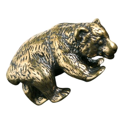 SOPOTUTU Messingbären -Ornamente Deko Miniaturfiguren Aus Messing Messingverzierungen Miniatur-bärenstatuen Wildlife -Ornamente Messingstatue Kleine Skulptur Desktop-Ornament Golden von SOPOTUTU