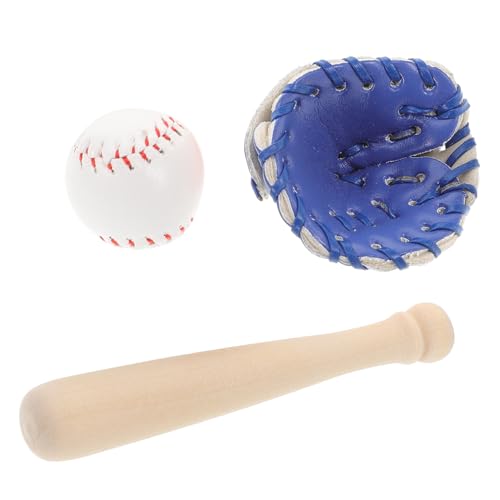 SOPOTUTU Mini Baseball Teilig Sportliche Miniaturen mit Handschuh und Schläger Tragbares Outdoor Baseball und Softball für Rollenspiele und Freizeitaktivitäten von SOPOTUTU