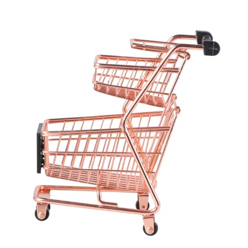 SOPOTUTU Mini Einkaufswagen Stöckig Rosegold Trolley Simulation Kaufladen Fördert Fantasie und Farberkennung von SOPOTUTU