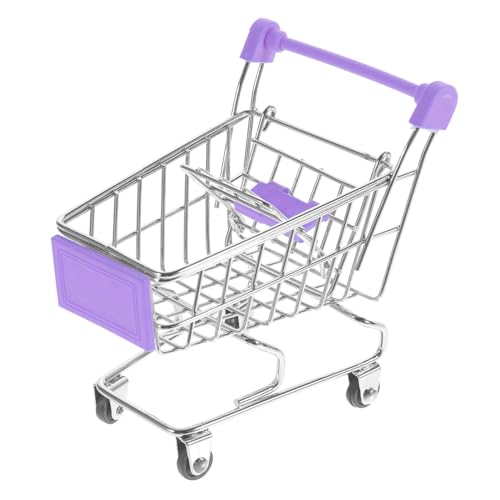 SOPOTUTU Mini Einkaufswagen aus Kleiner Handwagen zur Aufbewahrung von Kleinigkeiten Dekorativer Spielzeugkorb für Kinderzimmer Schreibtischzubehör von SOPOTUTU