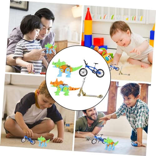 SOPOTUTU Mini Finger Bike Modellset mit DIY Dinosaurier und Scooter Robustes Finger Sportspielzeug aus Verschleißfestem Material Leicht und Tragbar für Familie Freunde und Sammler von SOPOTUTU
