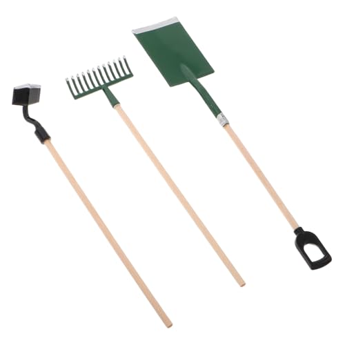 SOPOTUTU Mini Gartengeräte Set mit Schaufel Hacke und Rechen Robustes Miniatur Gartenwerkzeug für Puppenhaus Vielseitig für Sukkulenten und Kreative Garten Deko für Schulprojekte von SOPOTUTU