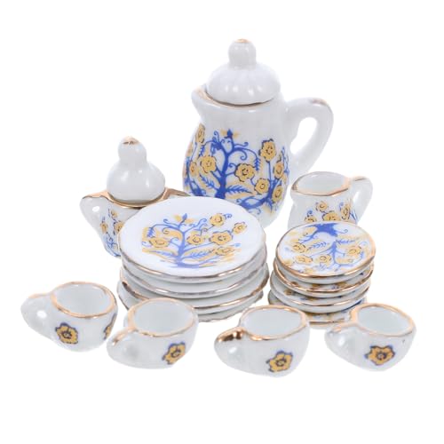 SOPOTUTU Mini Keramik Teeservice Tassen Miniatur Kaffeetasse Teetasse Miniatur Teekanne Winzige Kaffeetasse Mini Milchteetasse Puppenhaus Küchenzubehör von SOPOTUTU