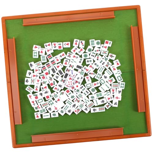 SOPOTUTU Mini Mahjong Set mit Klarer Gravur Tragbares Teiliges Mahjong Spiel für Zuhause und Reisen Robustes Material Glatte Oberfläche für Familie Freunde und Partys Zufällige Farbe von SOPOTUTU