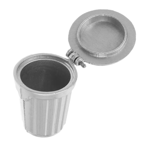 SOPOTUTU Mini Mülleimer Klein Mini Puppenhaus Miniatur Ornament Topf Niedliche Innenform Müllspielzeug Dekorationszubehör Mini Mülleimer Mini Desktop Mülleimer Legierung Silber von SOPOTUTU