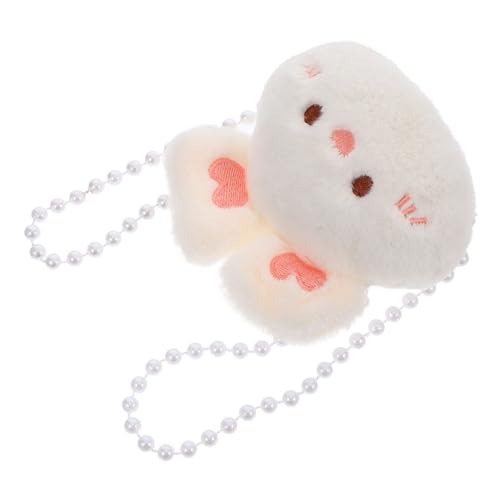 SOPOTUTU Mini-Puppenrucksack puppenkleiderschrank spielzeugtasche Puppenhaus Dekoration Puppen Garderobe Mini-Puppentaschen-Ornament gefüllte Puppentasche Kurzer Plüsch Weiß von SOPOTUTU