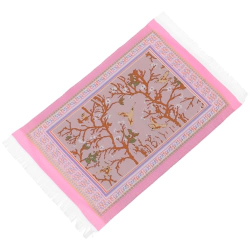 SOPOTUTU Mini-Teppich für Bereich Fell teppiche Teppich Teppich Mini-Hausschmuck Miniatur-Teppichdekor Mini-Fußmatte Mini Möbel kleines Hauszubehör Puppenhaus-Vintage-Teppich Polyester Rosa von SOPOTUTU