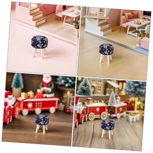SOPOTUTU Miniatur Dollhouse Barhocker mit Weichem Stoffbezug Runder Holzschemel für Wohnzimmer Küche Stabiles Mini Möbel für Sammler und Rollenspiel von SOPOTUTU