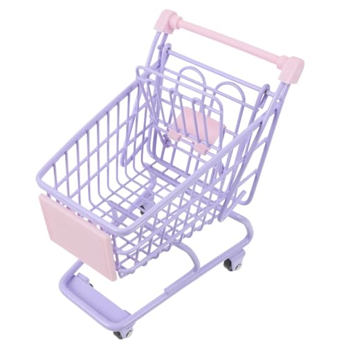 SOPOTUTU Miniatur Einkaufswagen Mädchen Deko in Baumwollzucker Kleines Supermarkt Modell für Schreibtischorganisation Vielseitiger Aufbewahrungskorb und Foto Requisite Detailgetreu und von SOPOTUTU