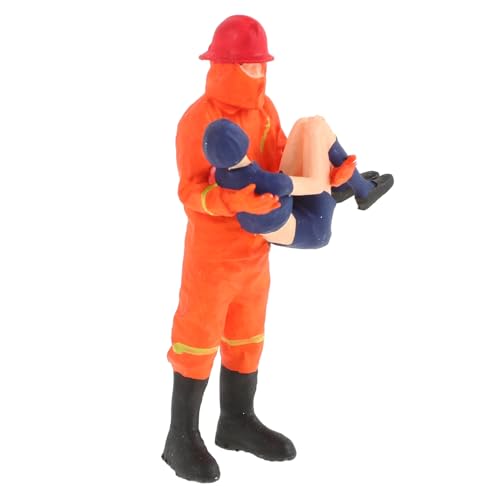 SOPOTUTU Miniatur Feuerwehrmann Puppe Feuerwehrauto Kostüm Feuerlöscher Plüschtier Feuerwehrkostüm Feuerwehrauto Kuchendekorationen Feuerwehrmann Krankenwagen Feuerwehrauto von SOPOTUTU