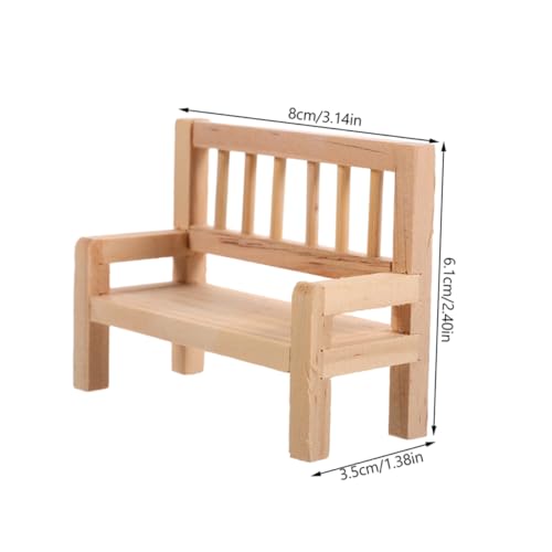 SOPOTUTU Miniatur Gartenbank aus Holz Unbemalt Vintage Stil Puppenhaus Zubehör Robust und Leicht Vielseitig für und Sandtisch Dekoration von SOPOTUTU